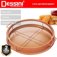 DESSINI ITALY 2 Pcs Copper Crispy Mesh Tray Air Fryer Oven Non-Stick Baking Grill Deep Basket Oil Dr