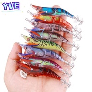 YVE Artificial Squid Hook Jigs, 10cm 12g 2.5# hook Fishing Lure, Lures Noctilucent Artificial Wood N