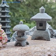 Familiesandflash&gt; Retro Gazebo Chinese Lanterns Mini Pagoda Model Decoration Stone Miniature Statue Sandstone Home Accessories well