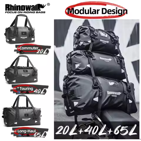 Rhinowalk Motorcycle Tail Pannier Dry Bag Waterproof 20L-65L Luggage Travel Saddle Top Box Free Comb