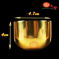 YMS 纯铜招财进宝高脚杯（不生锈 不褪色）高脚杯 拜神杯 供杯 拜神茶杯 纯铜拜神杯 Pure Copper Goblet Praying Cup 1 pcs