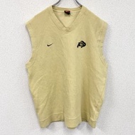 90年代Nike古著棉質針織背心，黃色，帶刺繡logo，L碼