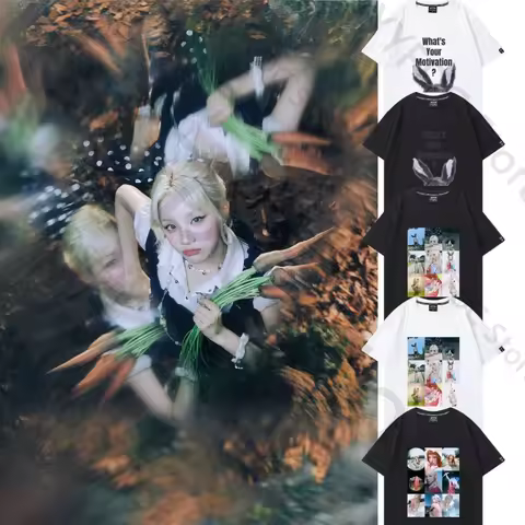 ‌Gidle YUQI T Shirt Album Motivation Same Print T-shirt Kpop I-dle Men Women Young People Summer Cot