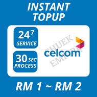 Celcom Instant Topup RM 1 ~ RM 2