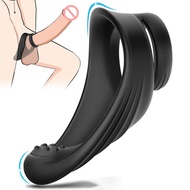Sheyi Samox Silicone  Ring Scrotum Bind Cock Ring Sex Toy for Men Erection Prostate Massage Dual Ring Delay Ejaculation Lock Ring