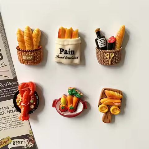 Random style 6Pcs/12pcs Miniature Resin Food Refrigerator Magnets Home Decor Magnets Food Magnets De