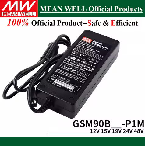 Original Mean Well 90W AC-DC GSM90B12-P1M GSM90B15-P1M GSM90B19-P1M GSM90B24-P1M GSM90B48-P1M 12V 15