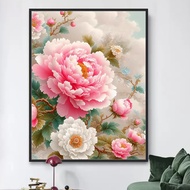 Flower Cross Stitch Set Entrance Peony Flower Precise Printing 2024 New Style Thread Embroidery Cross Stitch