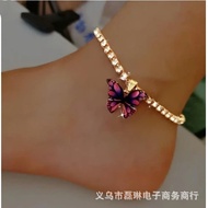 Creative Rhinestone Butterfly Pendant Anklet Female Popular Butterfly Element Shiny Diamond-studded 