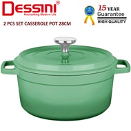 DESSINI ITALY iNM-28 Die Cast Aluminium Non Stick Casserole Pot Bowl Deep Fry Pan Cookware Tool PERI