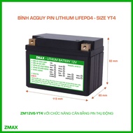 Bình Acquy ZMax Pin Lithium LifePO4 12V 6ah ZM12V6-YT5 Dùng Cho Xe Máy