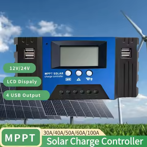 MPPT Solar Controller 12V/24V Auto 100A 60A 50A 40A 30A LCD Battery PV Cell Panel Charger Regulator