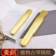 Brass Paperweight Ruler Calligraphy Ruler Copper Guqin Ornaments Small Pressed Paper Brush Pen Holde