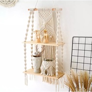 HIASAN DINDING KATUN Premium Macrame Macrame Shelf/aesthetic Wall Shelf/viral Wall Shelf/Modern Wall Shelf Cotton Rope Wall Decoration