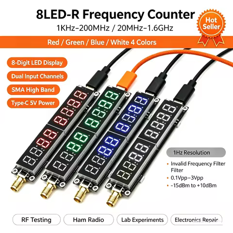 1KHZ-1600MHz Digital Frequency RF Frequency Counter 8-LED Display Frequ Tester Cymometer F/ UHF VHF 