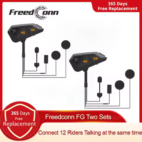 Freedconn FG Motorcycle Intercom Helmet Bluetooth Headset 1000M Interphone Communicator 10 Riders Wa