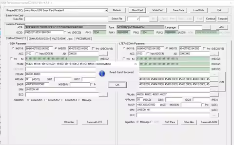 2G 3G 4G SIM personalize programmable tools software program blank SIM cards ICCID, IMSI, KI, OPC, P