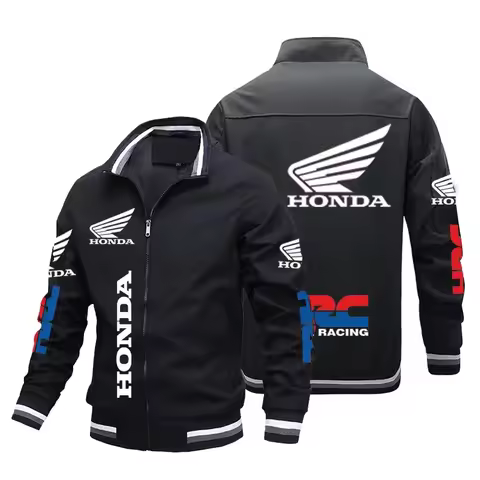 45472 New Honda Motorcycle Men's Jacket Honda Print Bomber Jacket Casual Trendy Baseball Uniform Men