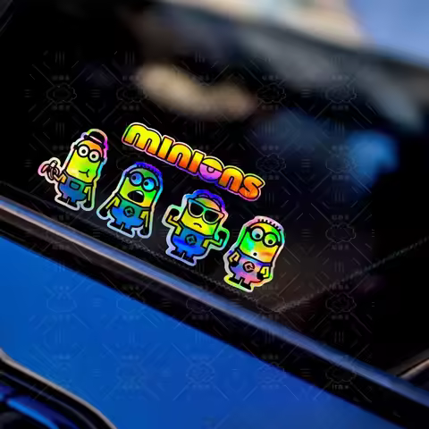 Minions cartoon cute stickers kawaii car motorcycle DIY holographic colorful reflective decals anime