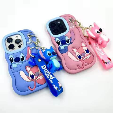 3D Stitch Couple Phone Case for iPhone 16 15 14 Plus 13 12 Pro Max 11 X XR XS 7 8 6s SE 5s 5c Soft S