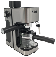 SKG เครื่องชงกาแฟสด 800W 0.2ลิตร ถ้วยกรอกจุ 4ช๊อต รุ่น SK-1209 สีเงิน (แถมเครื่องบดกาแฟ)