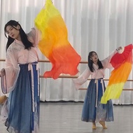 Kipas Sari Satu Pasang Kipas Panjang Sutra Cina 1.8m untuk Tari Belly Dance - Kipas Tangan Bambu Seb