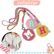 SOLIGHTER Coin Purse, Polyester with Lanyard Mesh Pouch,  Letter Printed Crossbody Bag