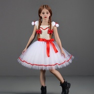 Annabelle cosplay Halloween costume, children's cosplay, horror ghost doll, white dress