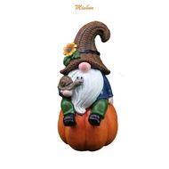 Min Pumpkin Gnomes Garden Statue Autumn Resin Gnomes Statue Outdoor Yard Decoration