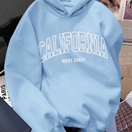 Teen Girls Casual Minimalist American College Style English Letter Graphic Light Pink Loose Fit Long