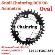 Chainring Snail Oval 32T 34T 36T 38T Bcd 96 Asymmetrical Single Chairing Bicycle 96BCD Deore SLX XT 