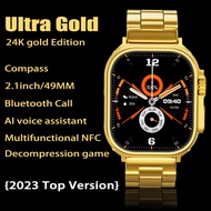 Newest Watch Ultra Gold Series 9 Smart Watch Men GPS NFC IP67 Smartwatch Waterproof Sport Mode Fitness Wireless Charging Watch