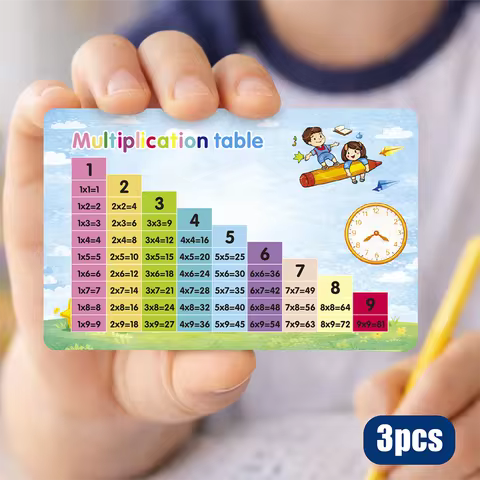 3PCS, Multiplication Table Cards, Times Tables Math Study Flash Cards, Educational Math Learning Cha