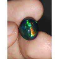 Natural Black Fire Opal Kalimaya 12 x 10 x 5 mm 3 Ct Super Jarong Oval Cabochon Code 1377