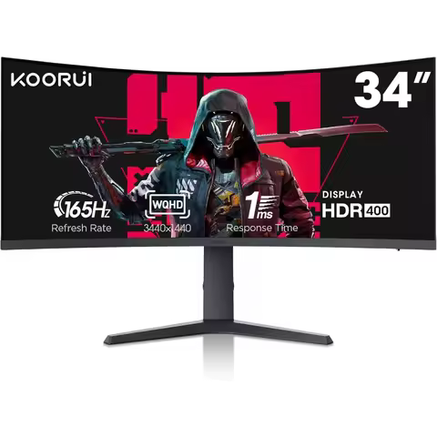 Curved Ultrawide WQHD 3440×1440 Gaming Monitor, 165Hz 1000R- PIP/PBP, 1ms(MPRT), HDR400, DCI-P3 95%,