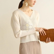 ♗▩✗ Aiden001 One Size Autumn And Spring Pleated Single-Breasted V-Neck Temperament Commuter Jacket 2