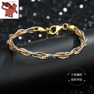 Rantai Tangan Emas 916 Original Tricolor gold shiny bracelet ins fashion womens bracelet