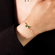 【翠竹】純18K實金翠竹設計款祖母綠鑽石手鏈 訂製設計 B038