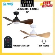 Alpha Alkova MILI 3 Blades DC Motor Ceiling Fan 33″ with LED