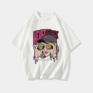 Oversize t shirt baju kaos hearbreak cewek korean wanita Retro Style Sadness Woman Print atasan kaos