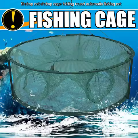 Automatic Fishing Net Trap Cage Round Shape Opening for Crabs Crayfish Lobster Fishing Net Catching 