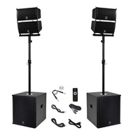 Club 6000 15-inch 6000w P.m.p.o Stereo Pa Speaker System Combo Set 4 Line Array Speakers, 2 15-inch 