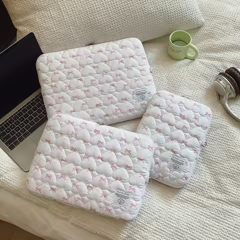 1 Pc Bow Print Love Embroidery Laptop Bag 11 Inch/14 Inch/15 Inch Computer Bag Protection Case Lapto