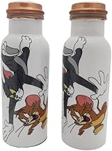 Copper Bottle Tom Printed Jerry Water Bottle For Drinking Water Multicolor Copper Water Bottle Leak Proof Copper Water Vessel Premium Bottle (Set Of 2) By ORNATE INTERNATIONAL