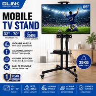 GLINK Mobile TV Stand 32-70 Inch TV Trolley Cart Rolling TV Mount with Shelf Up to 35KG