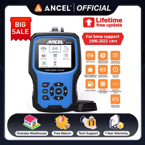 ANCEL BM700 PRO ODB Code Reader OBD2 Scanner Injector Coding EPB SAS Airbag ABS Oil Reset Automotive