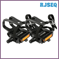 RJSEQ Bike Pedals Toe Clip Cage Spin Pedals with Toe Clip and Straps for Exercise Outdoor Cycling and Indoor Stationary Bike JEDTJ