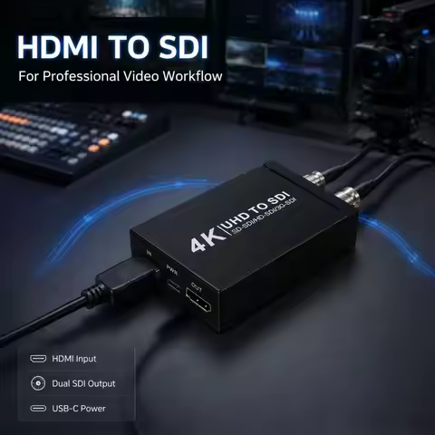 HDMI to Dual SDI Converter Dual BNC Output HDMI Loopout Adapter Support SD HD 3G-SDI 4K@60Hz Broadca