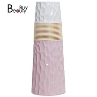 11Inch Pink White Gold Finish Ceramic Flower Vase Home Decor Vase and Table Centerpieces Vase Perfect Gifts for Friends