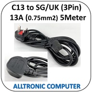 0.75mm2 5Meter  C13 to UK SG / UK 13A  Power Cable with Safety Approved Mark / Honglin / C13 5M